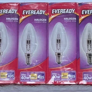 4 x 30w = 40w SES E14 Halogen Candle Light Bulbs